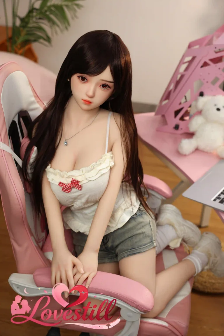 日本倉庫在庫あり 140cm Eカップ シリコンヘッド×TPEボディ リアルメイク/植毛（眉・まつ毛）仕様 ゼリー胸 2穴 ラブドール