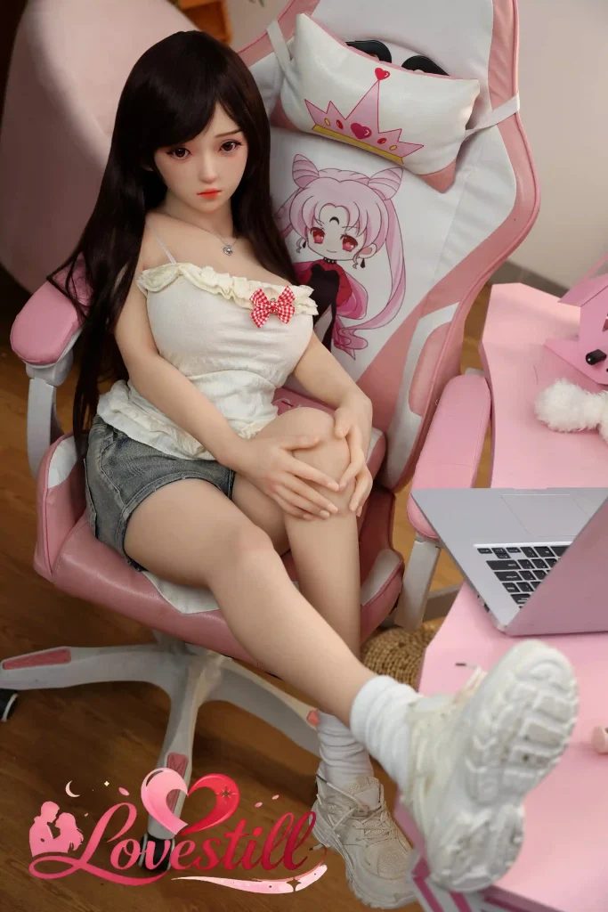 日本倉庫在庫あり 140cm Eカップ シリコンヘッド×TPEボディ リアルメイク/植毛（眉・まつ毛）仕様 ゼリー胸 2穴 ラブドール