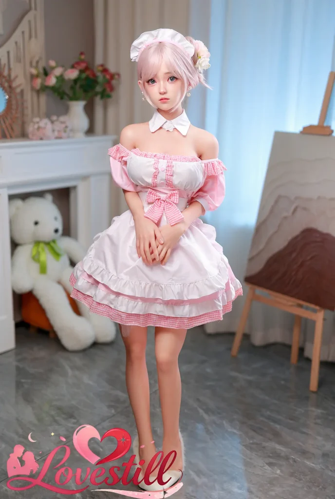 【ハイブリッド】148cm Eカップ シリコンヘッド×TPEボディ リアルメイク/植毛（眉・まつ毛）仕様 ゼリー胸 2穴 ラブドール