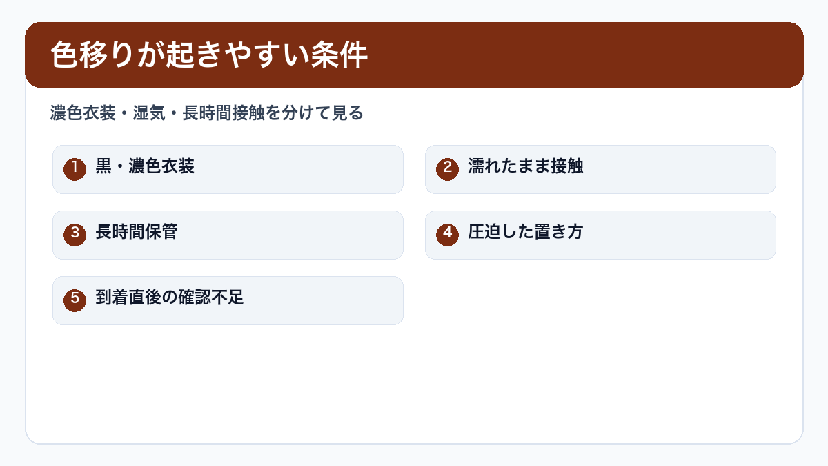 色移りが起きやすい条件
